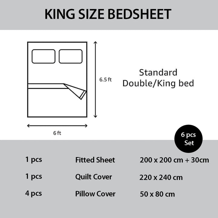 6 PCs Microfiber Quilted Bedspread Set – Duvet Cover, Fitted Sheet & Pillowcases (6FM44)