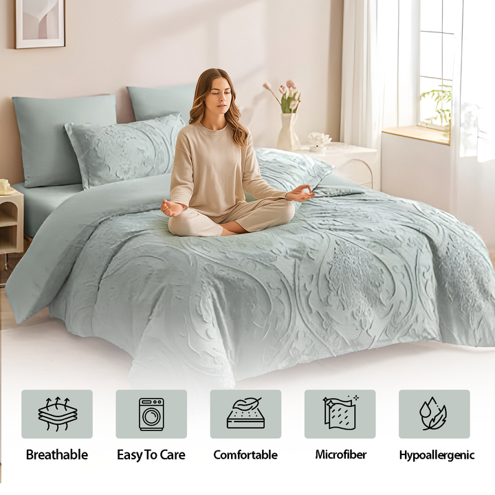 King Bedding Set 6 PCs with 220x240 Duvet , King Size Fitted Sheet & Pillowcase (6FM51)