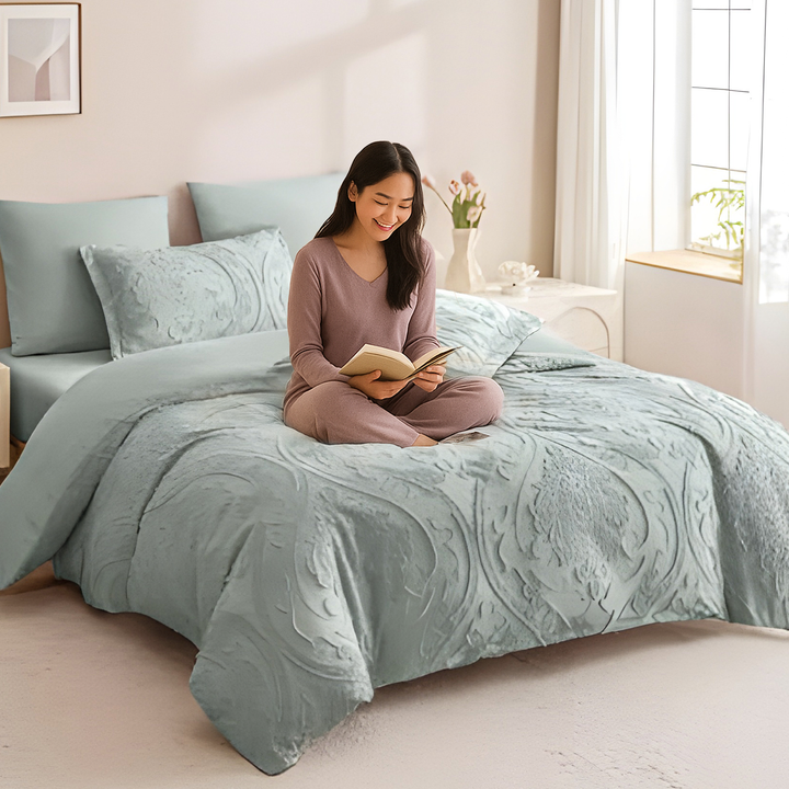 King Bedding Set 6 PCs with 220x240 Duvet , King Size Fitted Sheet & Pillowcase (6FM51)