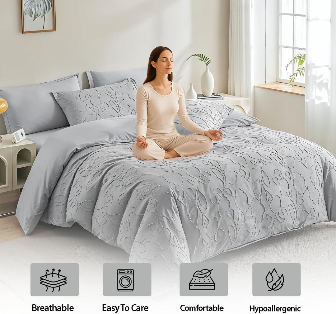 6 PCs Microfiber Quilted Bedspread Set – Duvet Cover, Fitted Sheet & Pillowcases (6FM44)