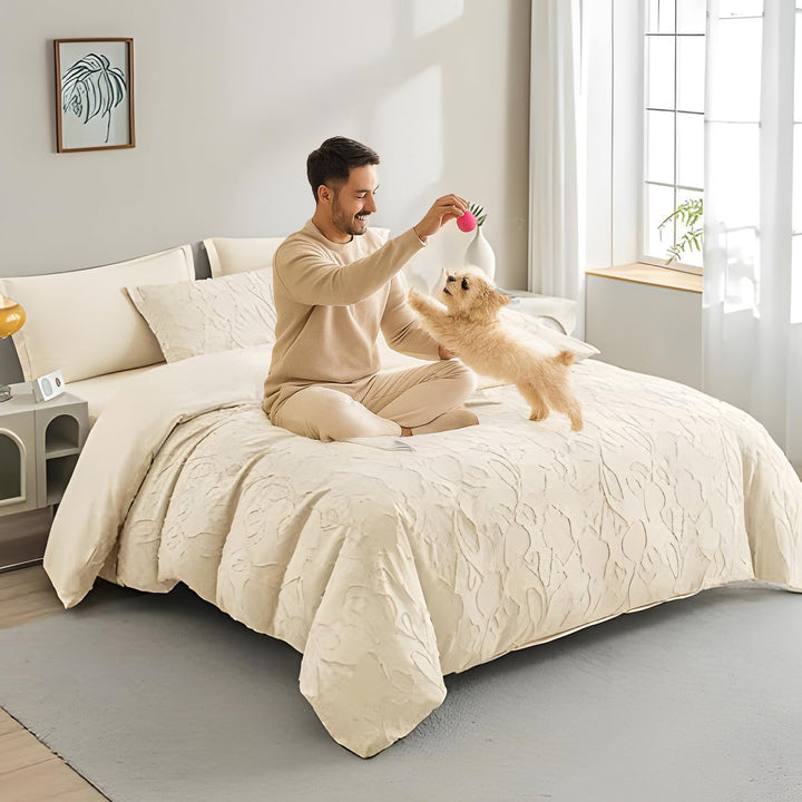 King Size 6 PCs Quilt Bedding Set – King Duvet Cover, Pillow Case  & Fitted Sheet (6FM43)