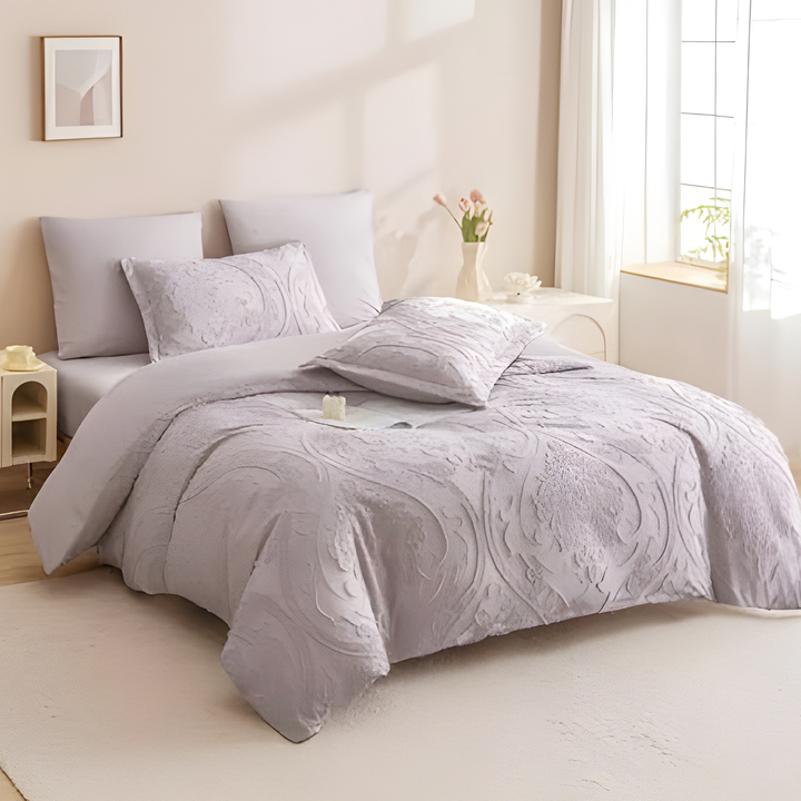King Size Bed Sheet Set 6 PCs with Duvet Cover, Fitted Sheet & 4 Pillowcases  (6FM54)