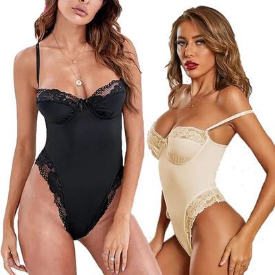 2Pcs LASASSY Body Shaper With Bra for Women Body Bracer Shapewear for Women