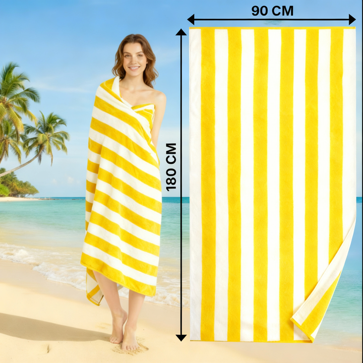 Premium Cotton Beach Towel – Large, Quick-Dry & Highly Absorbent Striped Design