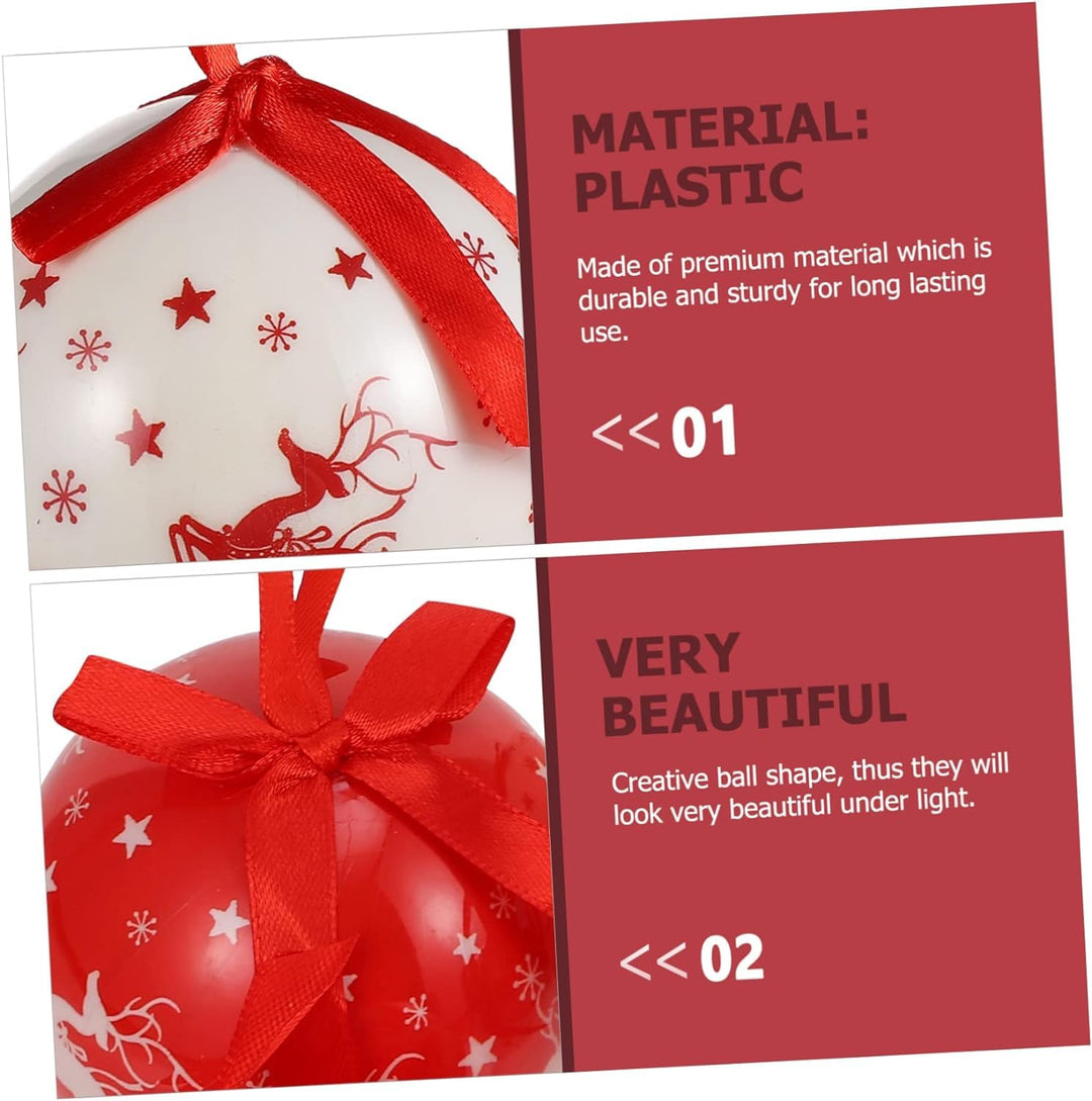 14Pcs Christmas Tree Ornaments Set with Gift Box – Red & White Hanging Balls Decor