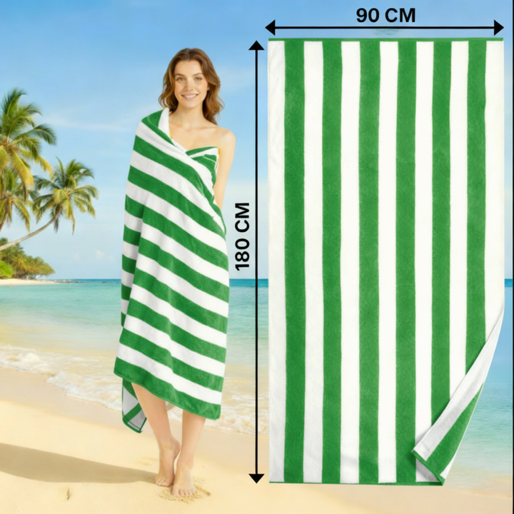 Premium Cotton Beach Towel – Large, Quick-Dry & Highly Absorbent Striped Design