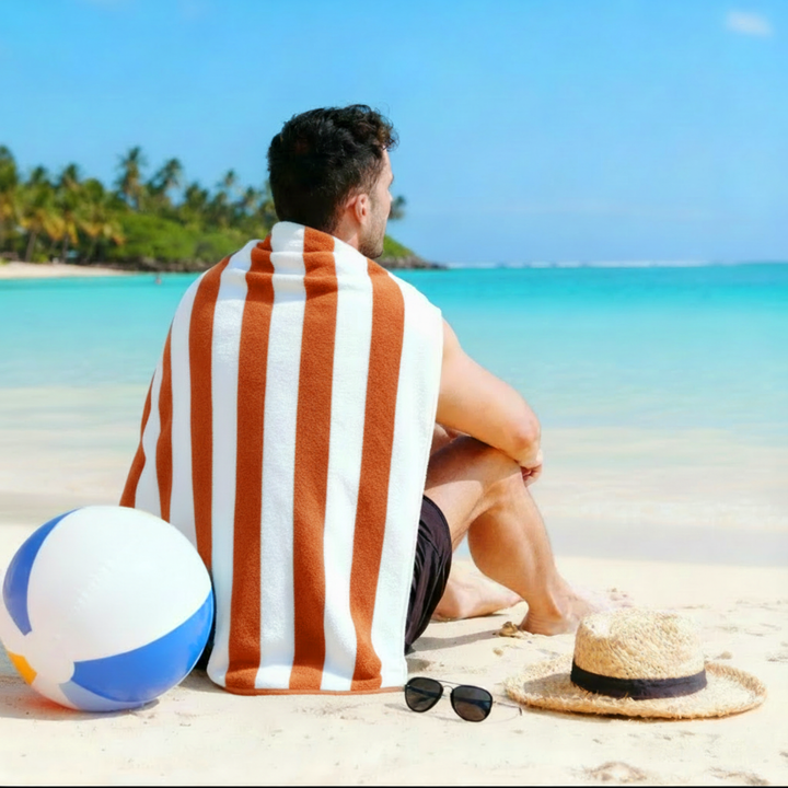 Premium Cotton Beach Towel – Large, Quick-Dry & Highly Absorbent Striped Design