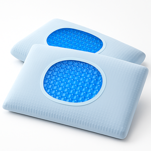 Cooling gel pillow with breathable blue gel center and soft white cover