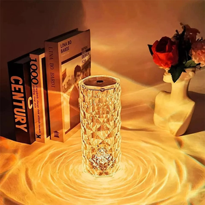 MOONCEE Crystal Lamp Rechargeable Touch Table Lamp, 3 Color Modes With USB-C Port