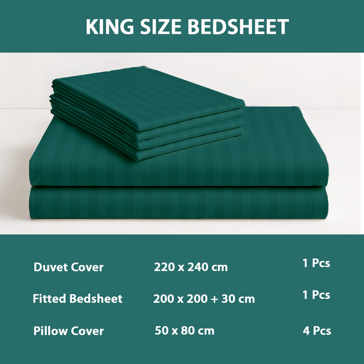 MOONCEE 6 PCs King Bedsheets Set With Duvet Cover 220x240 King Bedding Set (Dark Green)