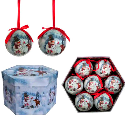 14 قطعة من زينة شجرة عيد الميلاد، كرات ملونة معلقة للديكور الاحتفالي (رجل الثلج الأبيض)