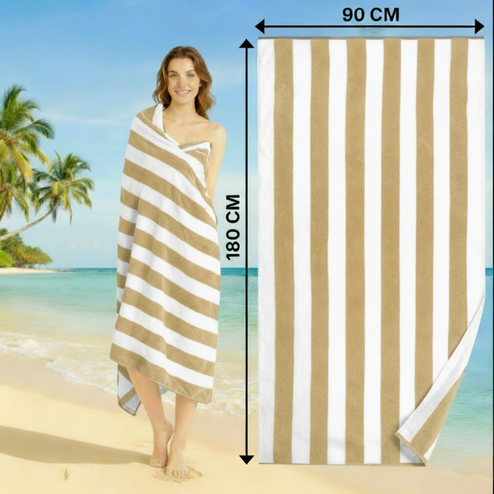 Premium Cotton Beach Towel – Large, Quick-Dry & Highly Absorbent Striped Design