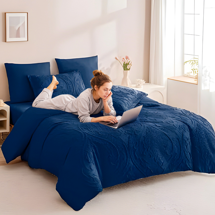 King Size 6 PCs Quilt Bedding Set – 220x240 Duvet Cover & Deep Pocket Sheet (6FM48)