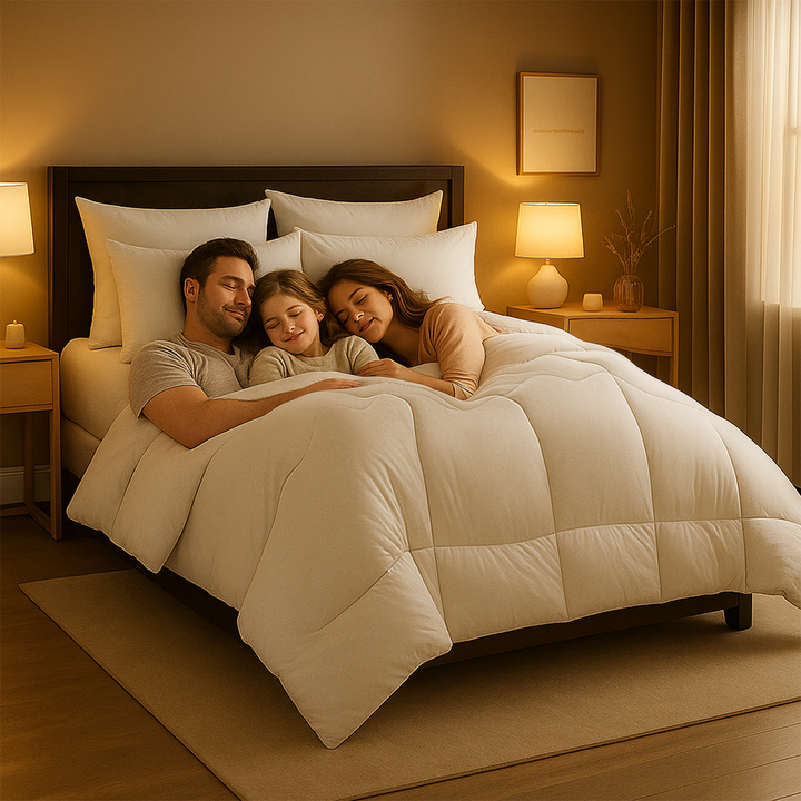 King 7 PCs Bed Set – Comforter, 220x240 Duvet Cover, Fitted Sheets & More (Plain White)