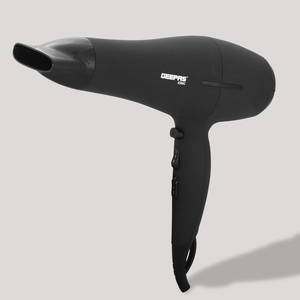 Black handheld hair dryer with narrow concentrator nozzle and ergonomic handle