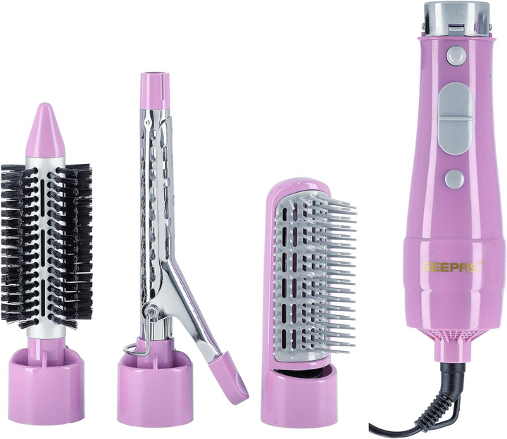 Geepas 4-in-1 Hair Styler Multi-Functional Salon Hair Styler Overheat Protection- Pink