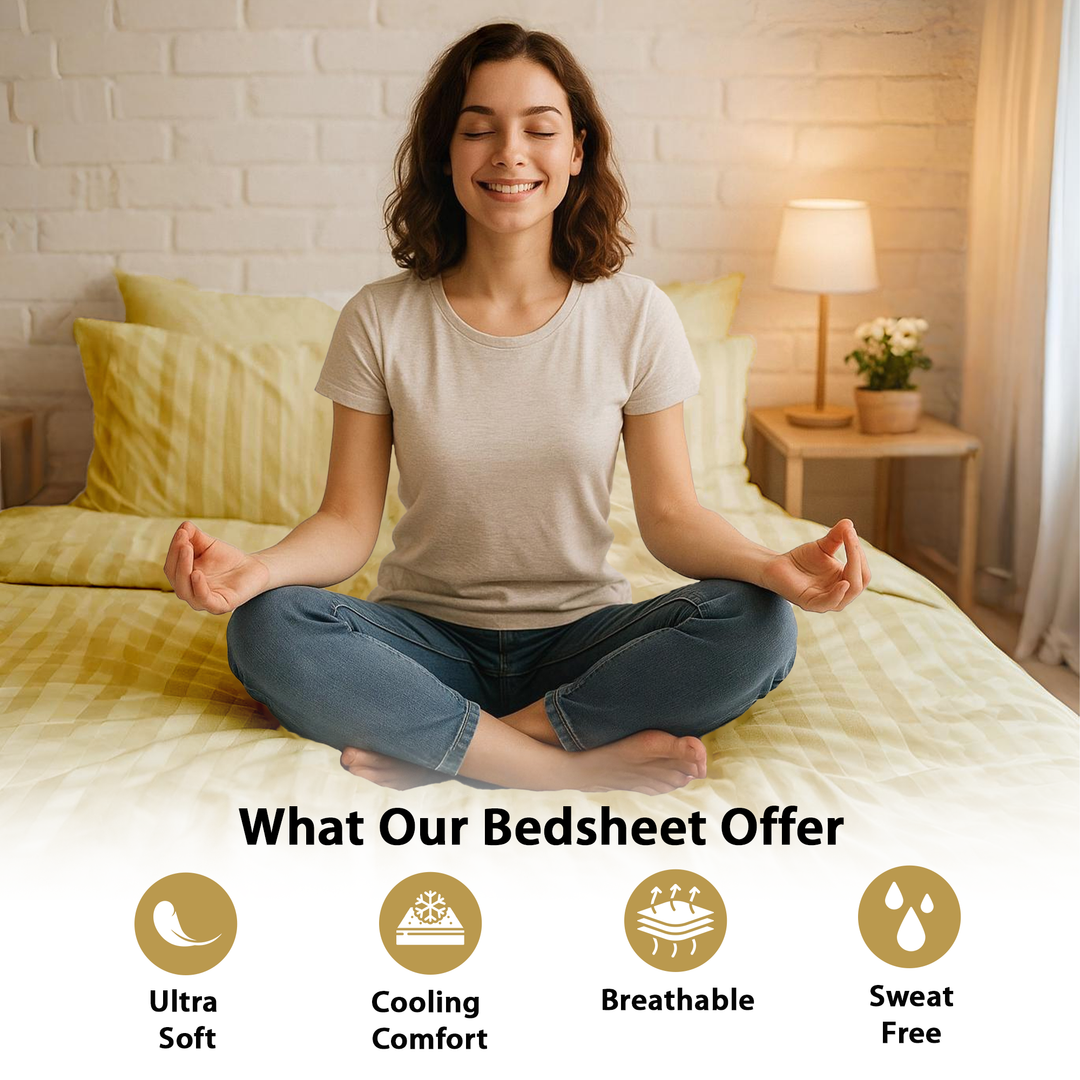 MOONCEE 6 PCs King Bed Sheet Set With Duvet Cover 220x240 King Size Bedding Set (Gold)