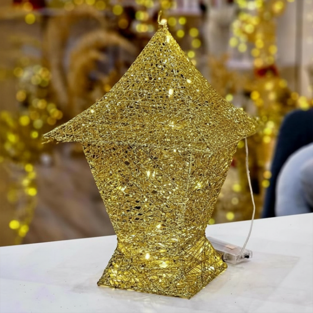 Ramadan table decoration lantern with illuminated gold finish