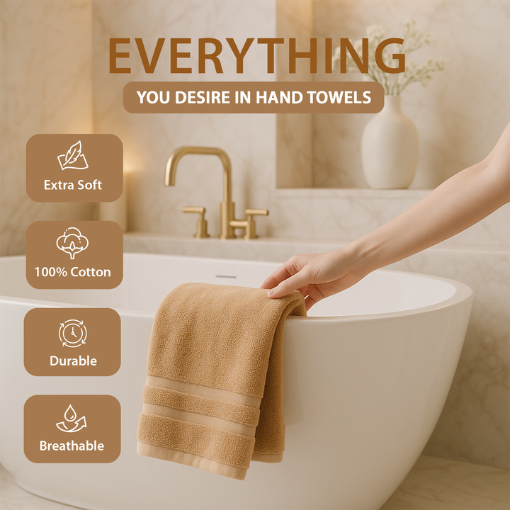 6 PCs Premium Hand Towels Set, 600 GSM Extra Large Hand Towels 40cmx70cm 100% Cotton Soft