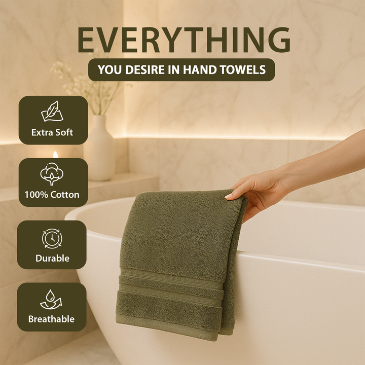 6 PCs Premium Hand Towels Set, 600 GSM Extra Large Hand Towels 40cmx70cm 100% Cotton Soft