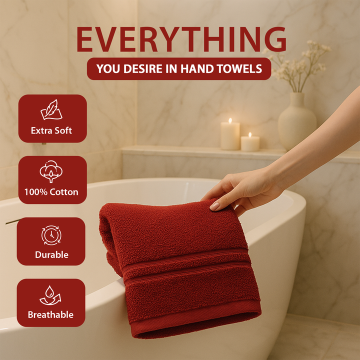 6 PCs Premium Hand Towels Set, 600 GSM Extra Large Hand Towels 40cmx70cm 100% Cotton Soft