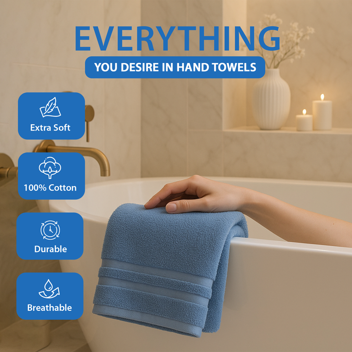 6 PCs Premium Hand Towels Set, 600 GSM Extra Large Hand Towels 40cmx70cm 100% Cotton Soft