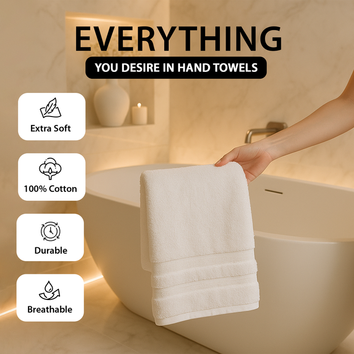 6 PCs Premium Hand Towels Set, 600 GSM Extra Large Hand Towels 40cmx70cm 100% Cotton Soft
