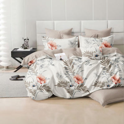 King Fitted Bed Sheet Set With Duvet Cover 220x240, 6 PCs King Bedding Set (6FS11)
