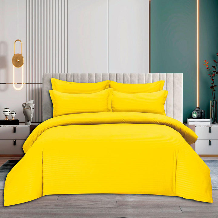 MOONCEE 6 PCs King Bedsheets Set With Duvet Cover 220x240 Bedding Set (Yellow)