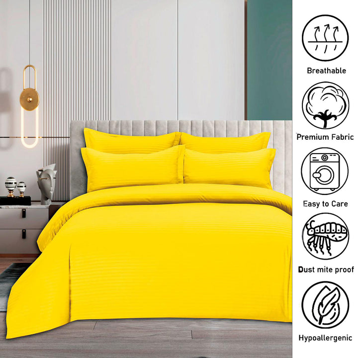 MOONCEE 6 PCs King Bedsheets Set With Duvet Cover 220x240 Bedding Set (Yellow)