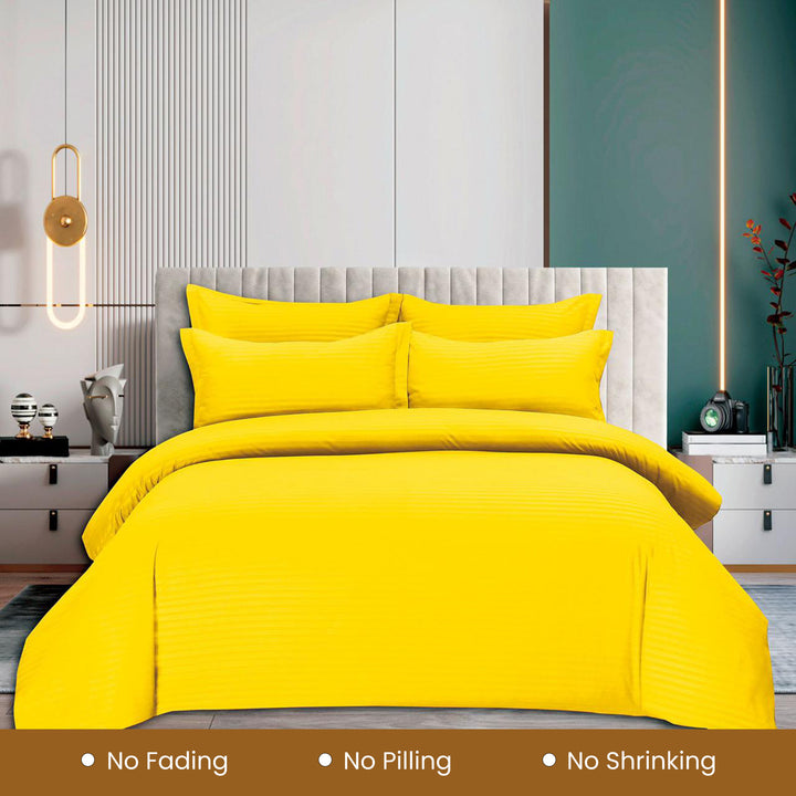 MOONCEE 6 PCs King Bedsheets Set With Duvet Cover 220x240 Bedding Set (Yellow)