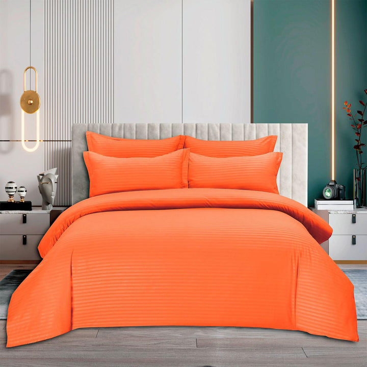 MOONCEE 6 PCs King Bedsheets Set With Duvet Cover 220x240 Bedding Set (Orange)