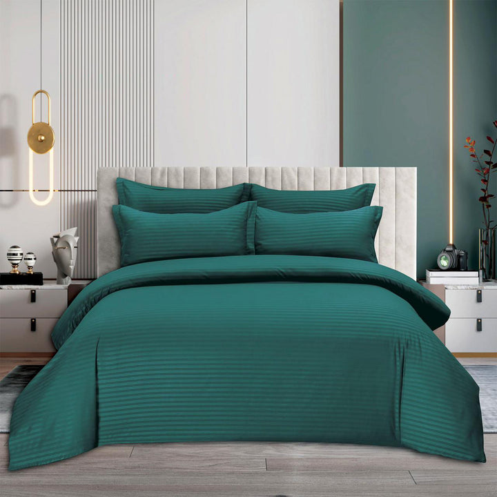 MOONCEE 6 PCs King Bedsheets Set With Duvet Cover 220x240 King Bedding Set (Dark Green)