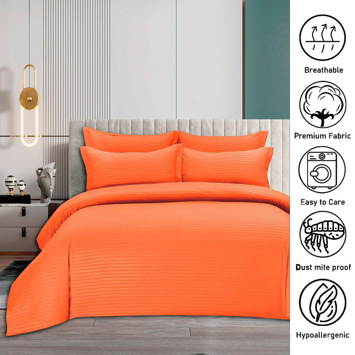 MOONCEE 6 PCs King Bedsheets Set With Duvet Cover 220x240 Bedding Set (Orange)