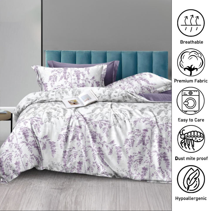 6 PCs King Bed Sheet Set With Fitted Sheet Duvet Cover 220x240, King Bedding Set (6FS29)