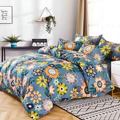 King Size Bedding Sets 6 PCs with Cotton Blend 220x240 & 4 Pillow Covers (MNC13)