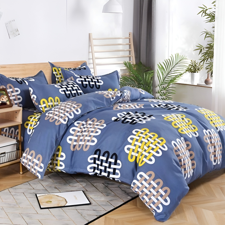 King Size Printed Bedding Set 6 PCs with Flat Sheet, Duvet Cover & Pillowcase (MNC21)