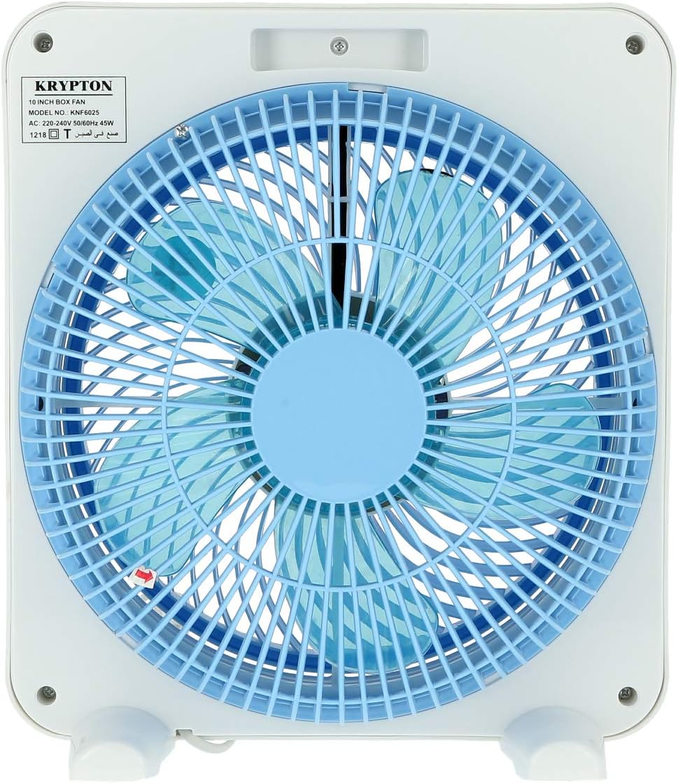 Krypton 10'' Box Fan Table Fan for Office, Home- 3 Speed 60 Min Timer, Copper Motor ‎