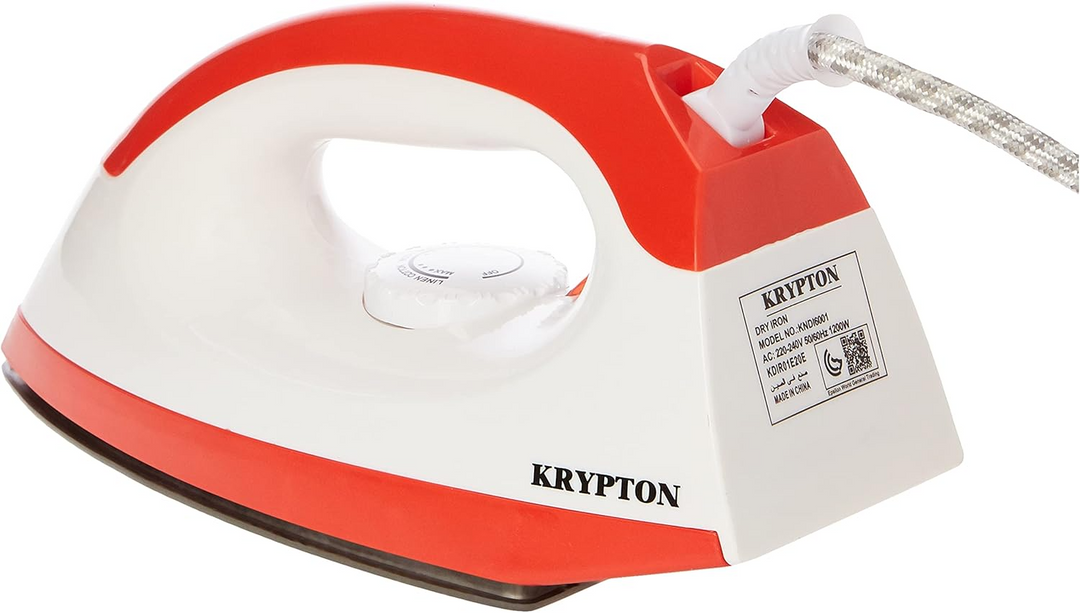 Krypton Non-Stick Coated Clothes Dry Iron 1200 W, Temperature Control (Red/White)