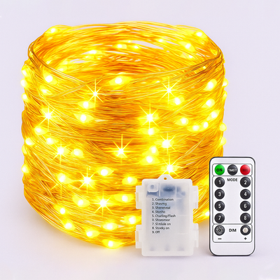 MOONCEE 100 LED Fairy Lights 8 Modes Remote Control Waterproof String Light Battery- 10 m