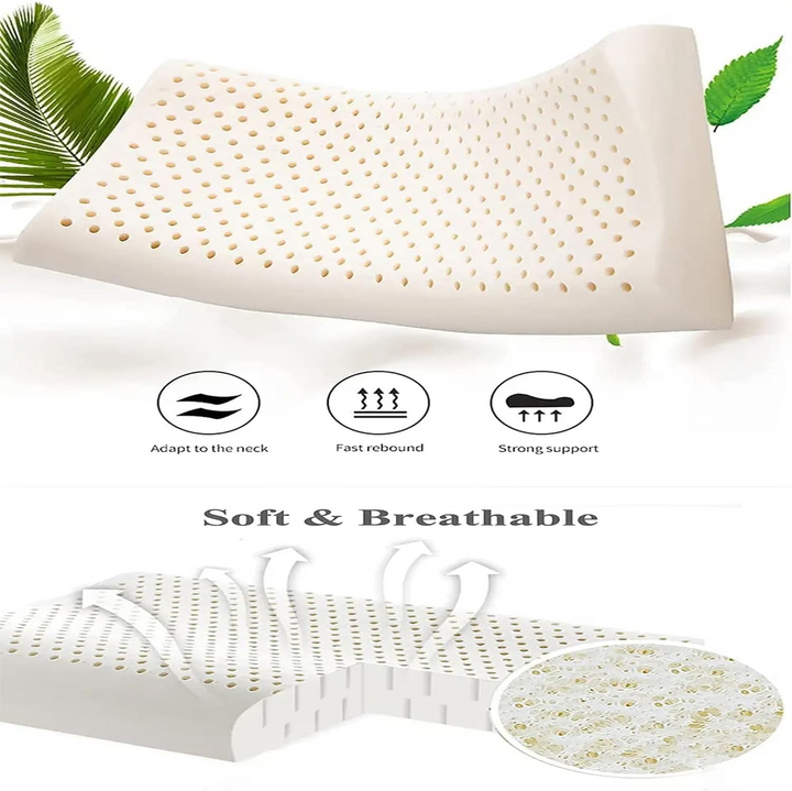 Natural Premium Latex Pillow, Adjustable Orthopedic Soft Latex Foam Bed Sleeping Pillow