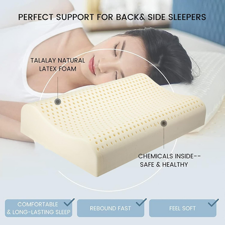 Natural Premium Latex Pillow, Adjustable Orthopedic Soft Latex Foam Bed Sleeping Pillow