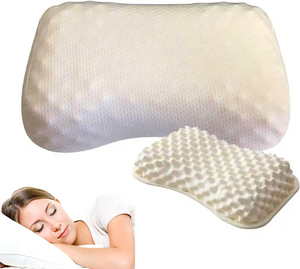 Contour memory foam pillow with breathable cover and textured foam core