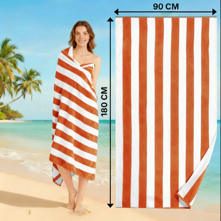 Premium Cotton Beach Towel – Large, Quick-Dry & Highly Absorbent Striped Design