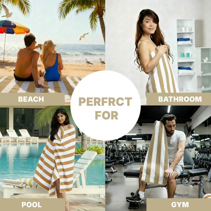 Premium Cotton Beach Towel – Large, Quick-Dry & Highly Absorbent Striped Design