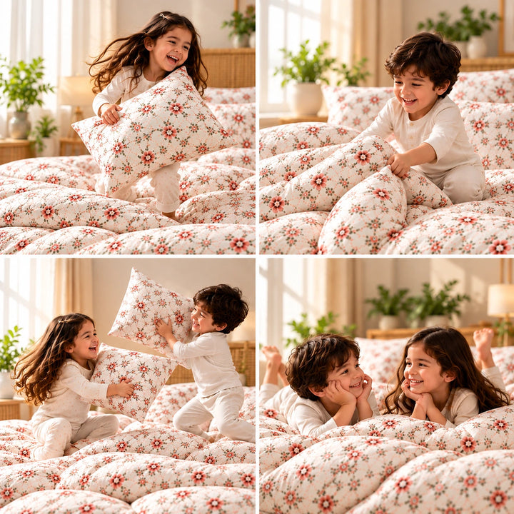 Cream and pink floral bed linen for an elegant and cozy bedroom