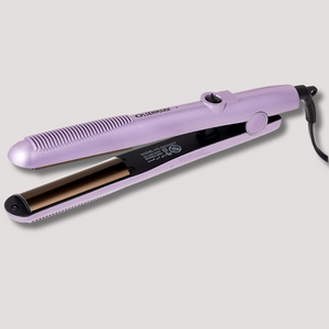 hair straightener with smooth ceramic plates, shown open and ready for easy styling