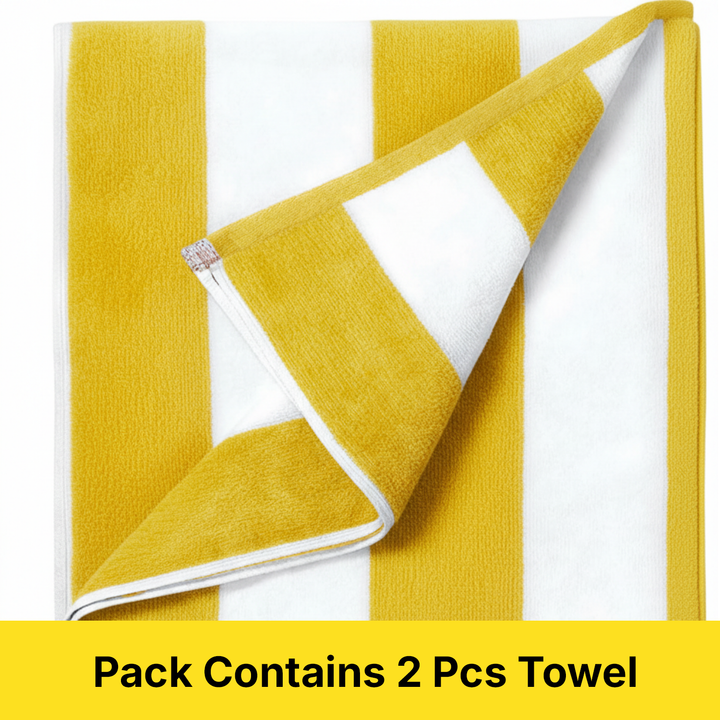 Premium Cotton Beach Towel – Large, Quick-Dry & Highly Absorbent Striped Design