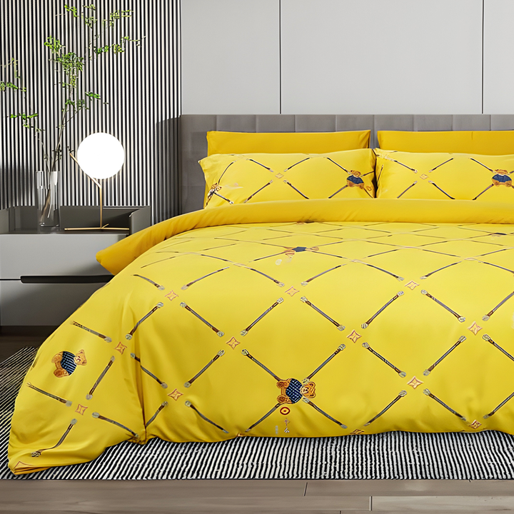6 PCs King Printed Bedding Set – 220x240 Duvet, Fitted Sheet with Deep Pocket  (6FS96)