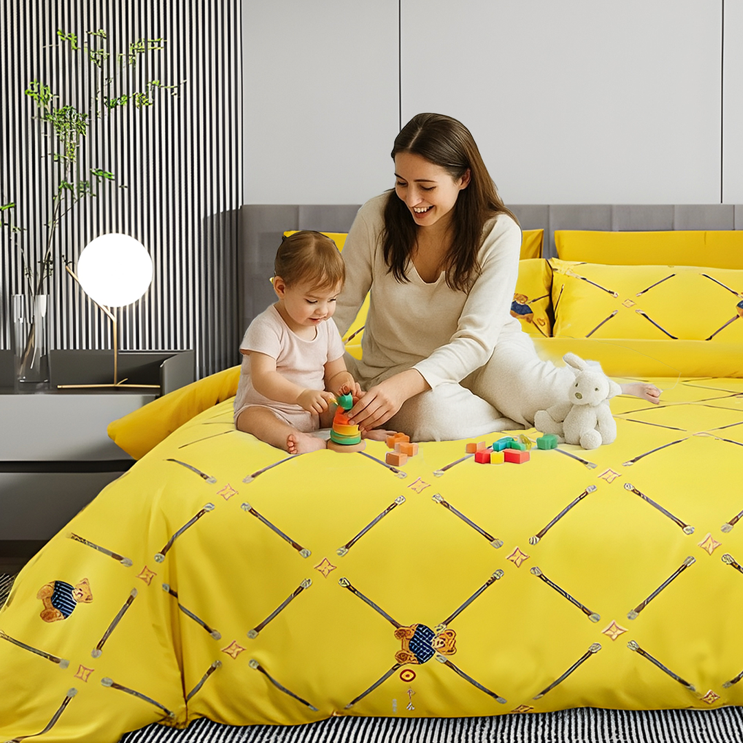 6 PCs King Printed Bedding Set – 220x240 Duvet, Fitted Sheet with Deep Pocket  (6FS96)